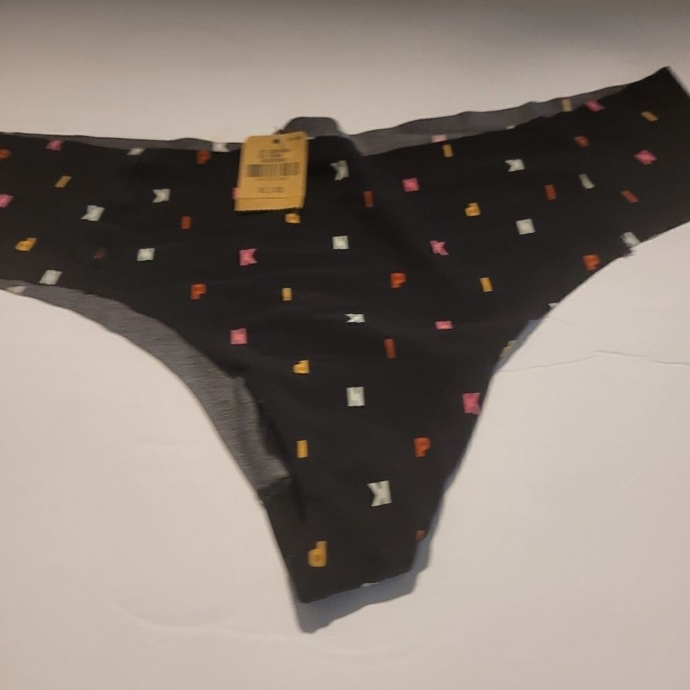 Victoria secret PINK No Show Cheekster sz XL Nwt pantie black rainbow Nwt Unworn